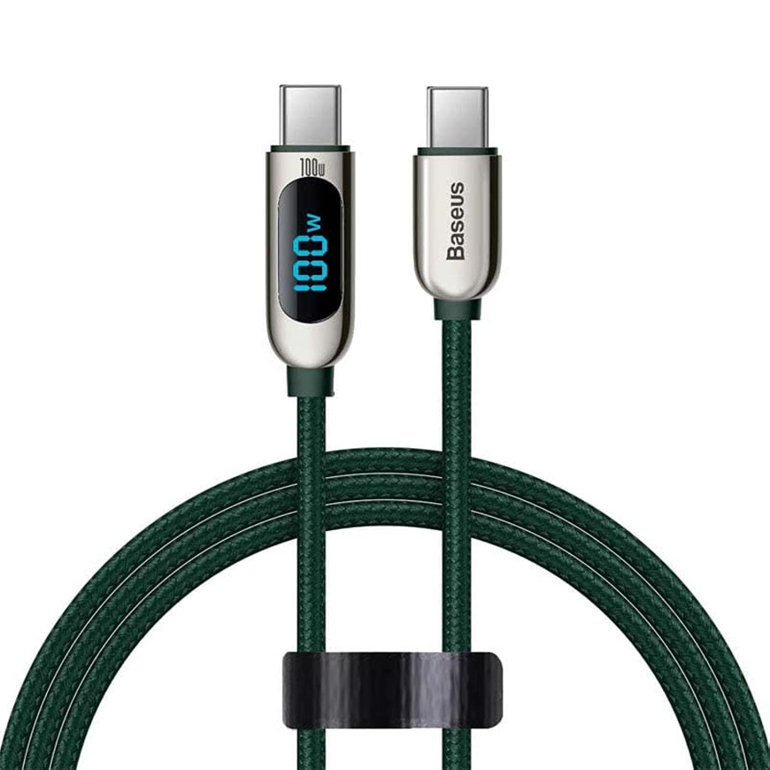 Baseus USB C 100W Cable LED Display USB Type C Cable For Xiaomi 10 Huawei Samsung 5A Fast Charging Charger USBC USB-C Data Cable Type-C Wire Cord (2M, C to C 100W, Green)