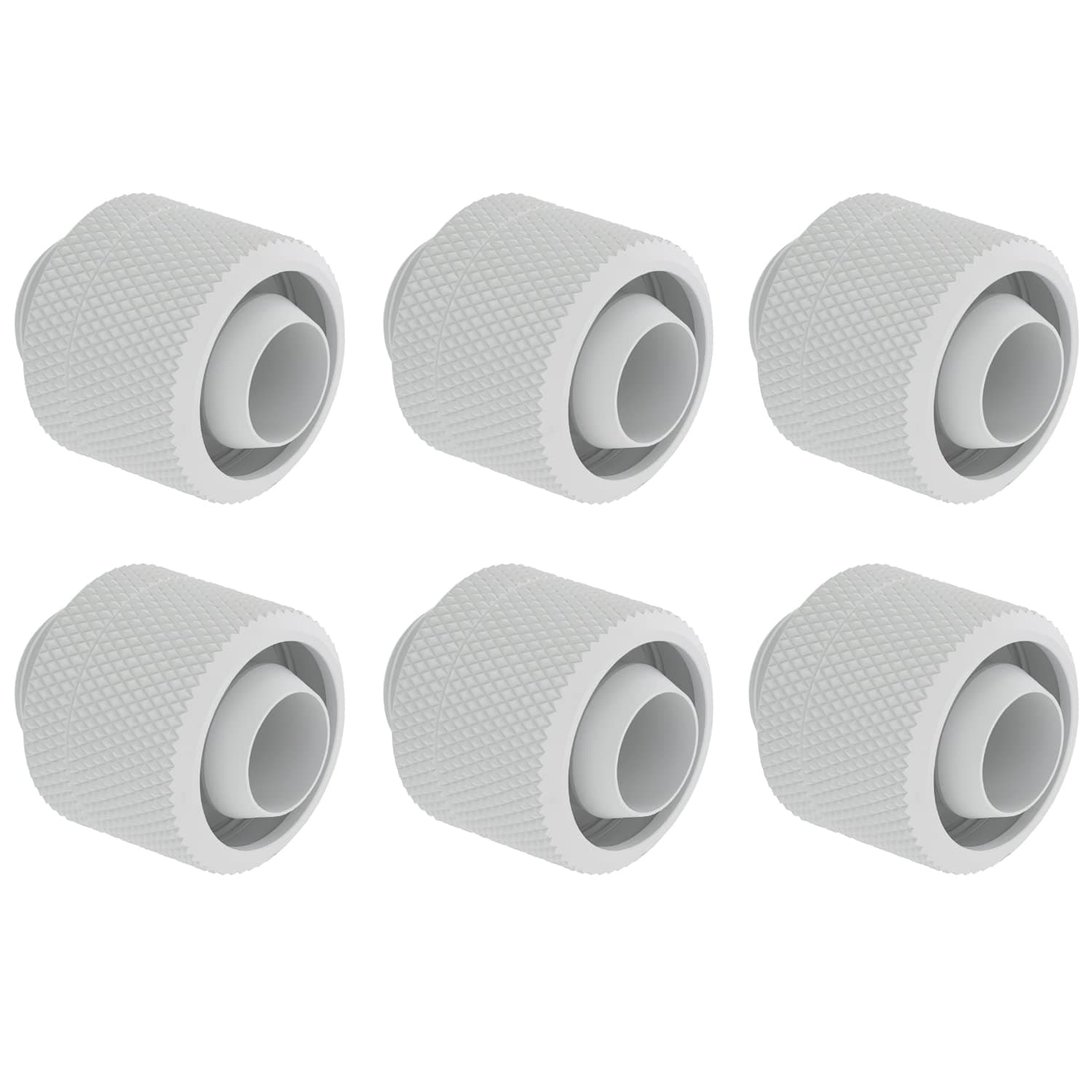 dracaena.io 6 Pack G1/4" Thread to 3/8" ID, 5/8" OD Compression Fitting for Soft Tubing, Soft Tube Connectors for Computer Water Cooling System, White