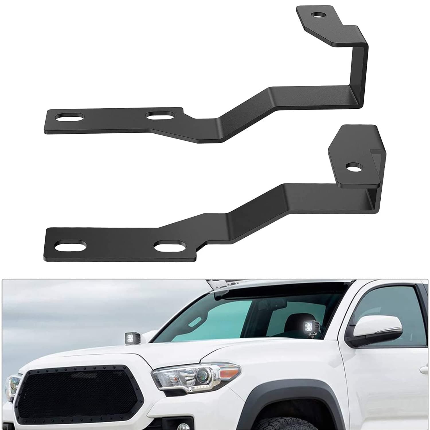 Nilight Ditch Light Brackets Auxiliary Offroad Work LED Pod A-Pillar Hood Mounts on 2nd Gen Tacoma 2005 2006 2007 2008 2009 2010 2011 2012 2013 2014 2015