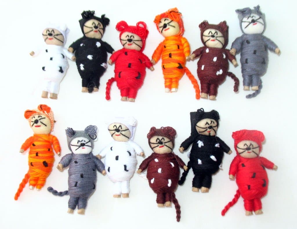 12 Worry Doll Cats From Guatemala