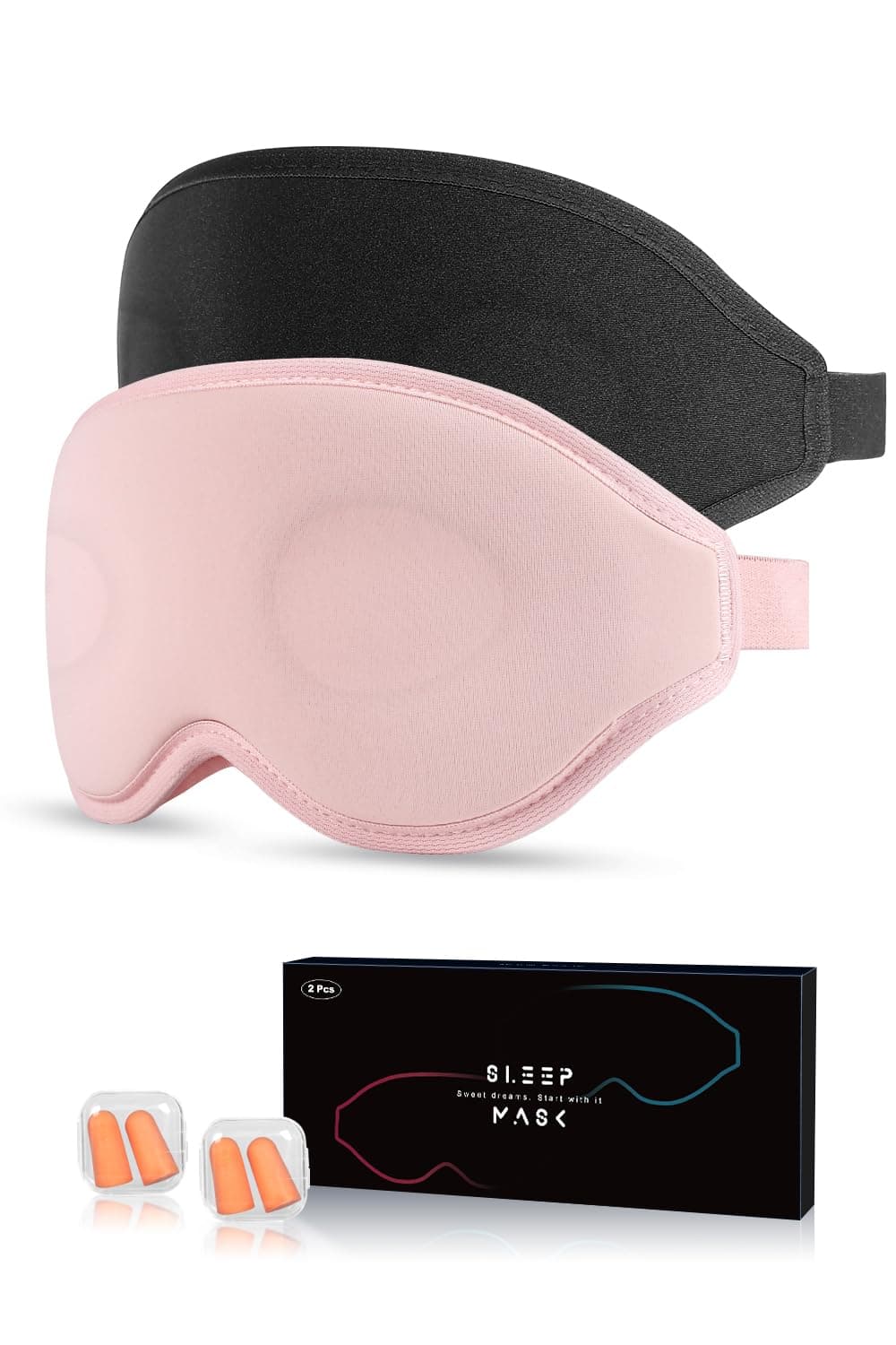 Eye Mask, 2 Pack Super Soft 3D Eye Masks-100% Blackout Comfortable Eye Mask for Sleeping with Adjustable Straps-Our Aosun Sleep Eye Masks Suitable for Travel and Meditation