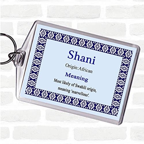 Shani Name Meaning Bag Tag Keychain Keyring Blue