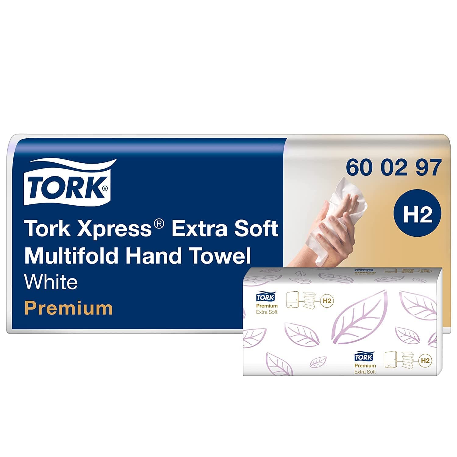 Tork Xpress Multifold Hand Towels, White, Extra Soft, 7 packs of 100 sheets each, Compatible with Tork H2 Systems (600297)