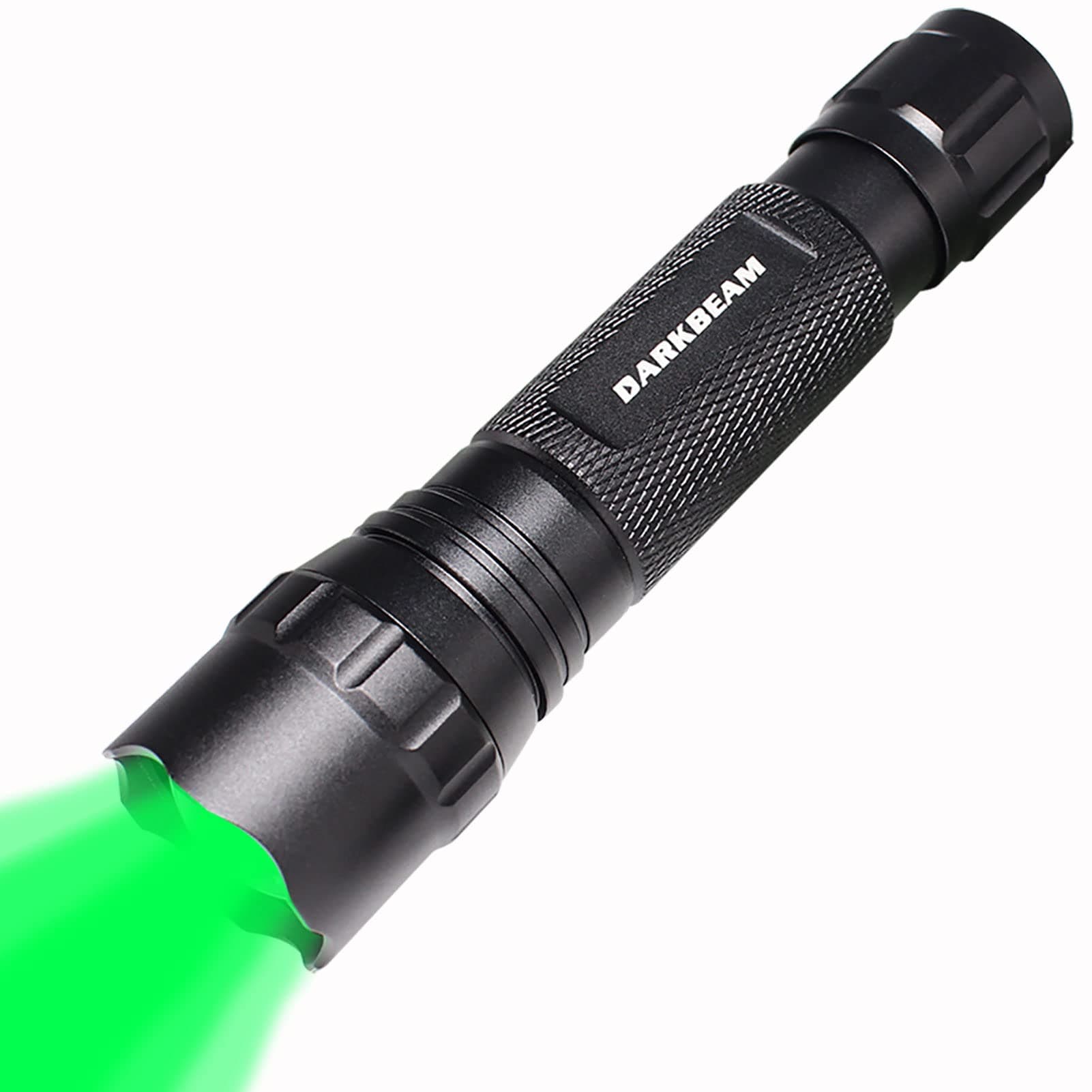 DARKBEAM Green Light Flashlight Tactical LED Rechargeable, Zoomable Portable Handheld Green-Light for Fishing Hunting Detector Astrophotography