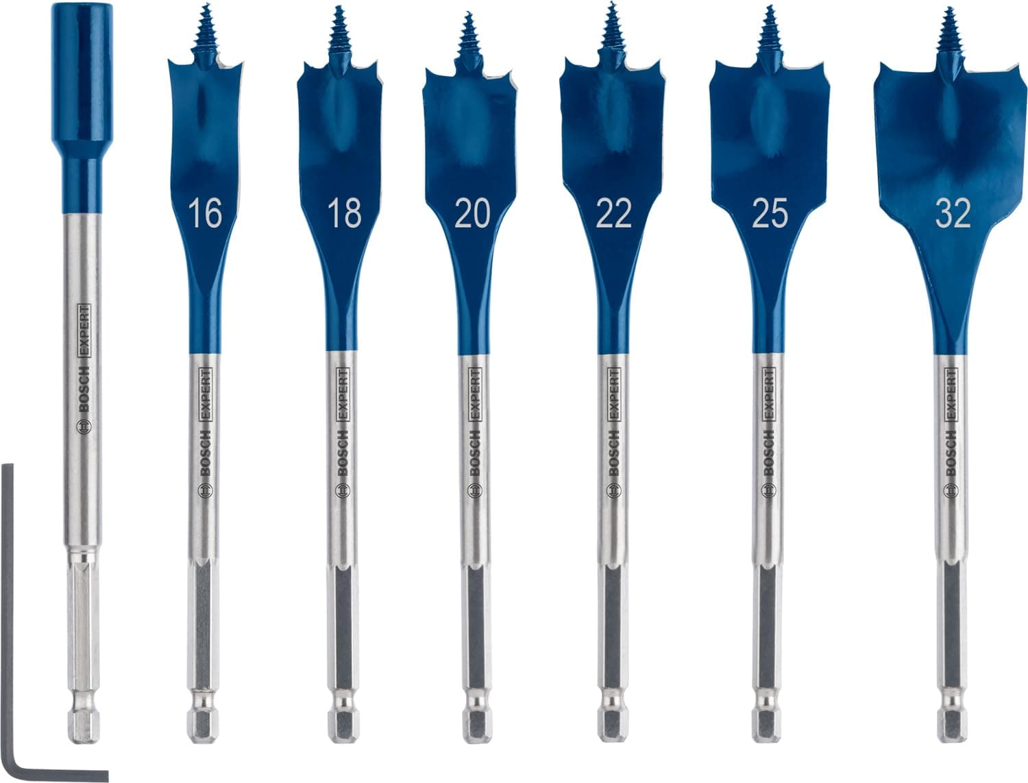 Bosch EXPERT Self Cut Speed Spade Drill Bit Set 7-Piece (Ø16–32 mm for Softwood and Particleboard, Professional Accessory)