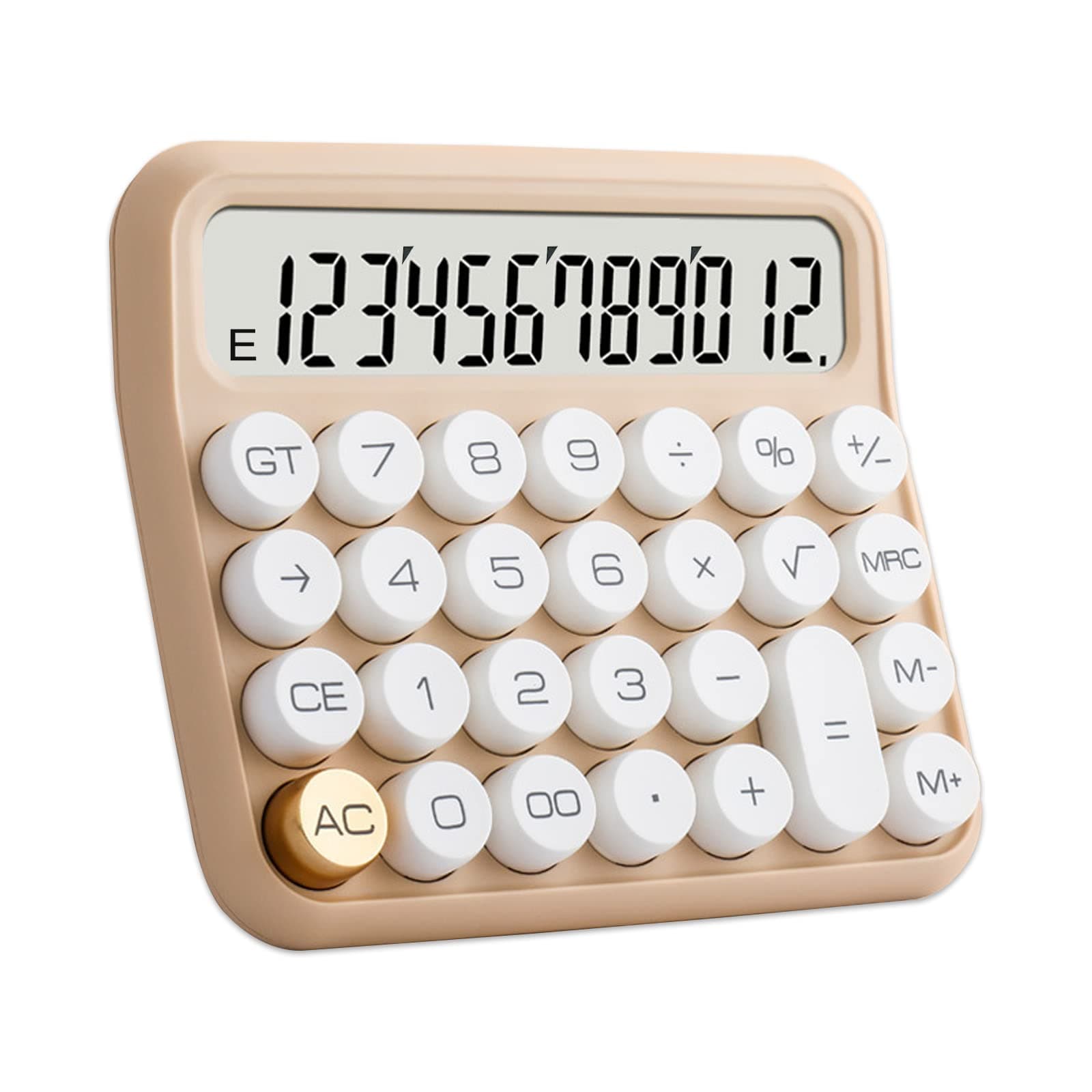 Calculators, Benkaim Desk Calculator, Basic Standard Calculator,12 Digit Large LCD Display Big Button for School, Home & Business Use, Gold Desk Accessories(Beige)