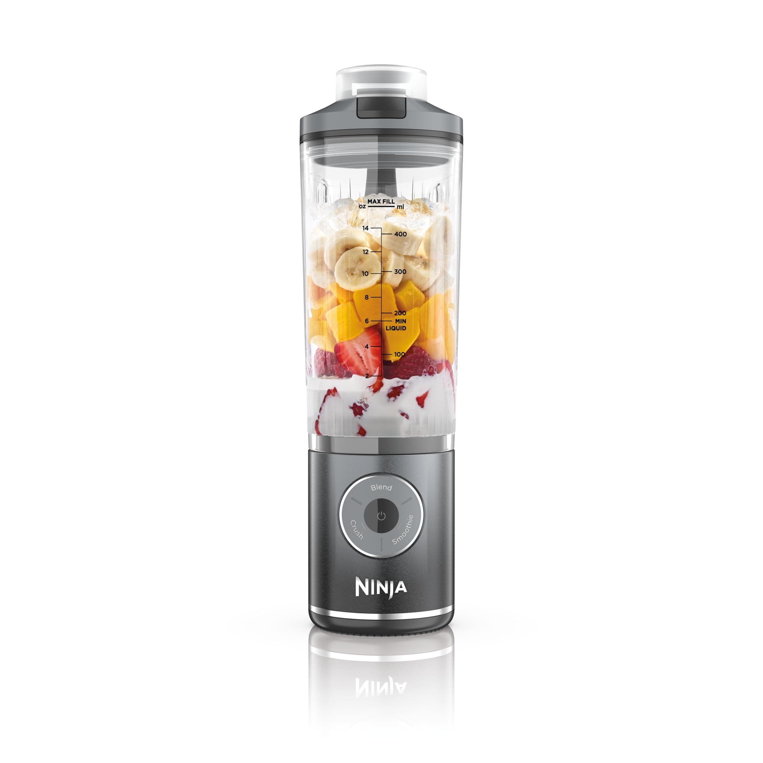 Ninja Blast Max Portable Blender, 570ml, Rechargeable Battery, Blending Cup & Leak-proof Lid, 3x Blend Functions, Makes Smoothies, Protein Shakes, Blends Ice & Frozen Fruit, Cool Grey BC251UKGY