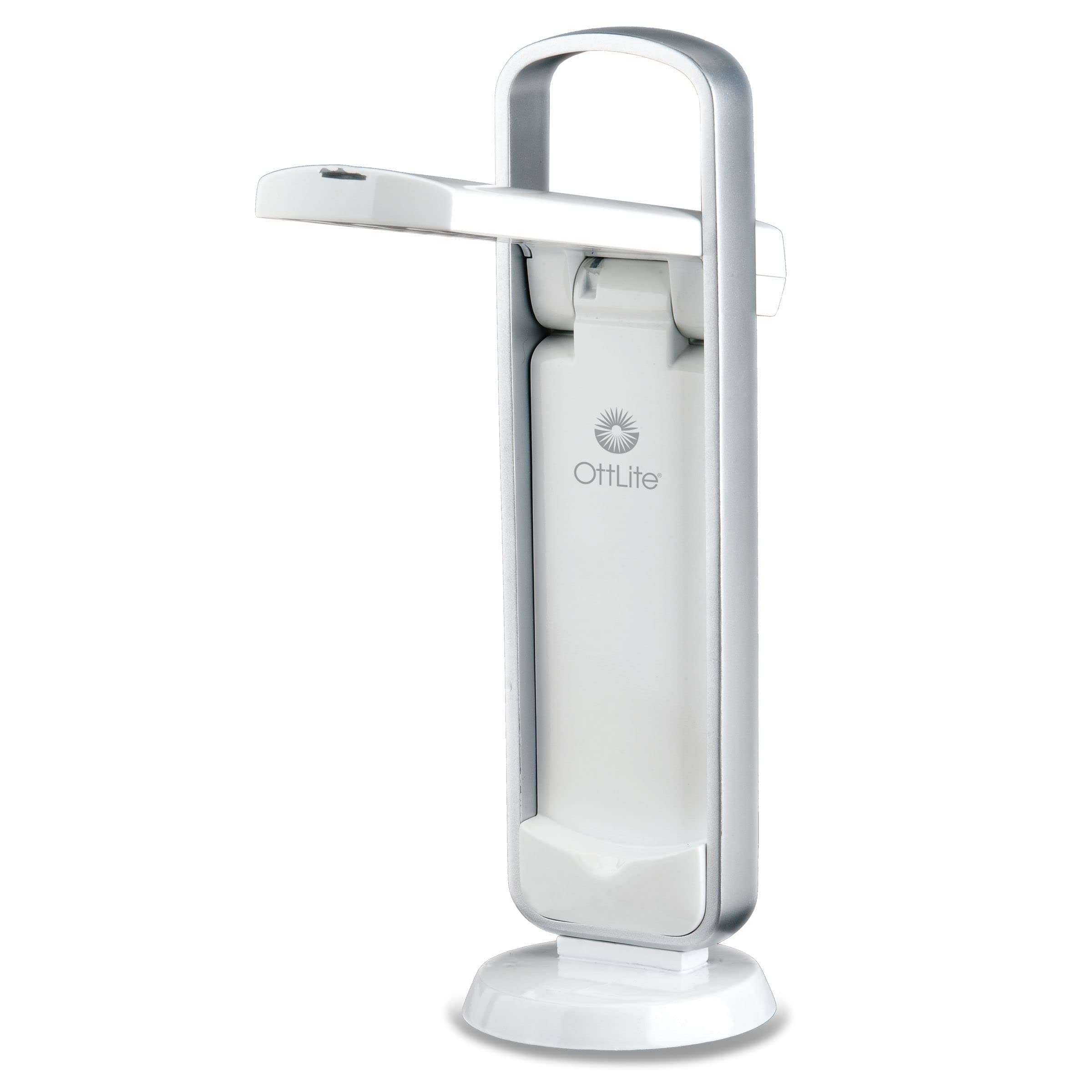 OttLitePortable LED Task Lamp, White - Lightweight LED Desk Lamp with Carrying Handle, Long-Lasting & Energy-Efficient Natural Daylight LEDs for Home Office & Desk - Automatic On/Off Operation