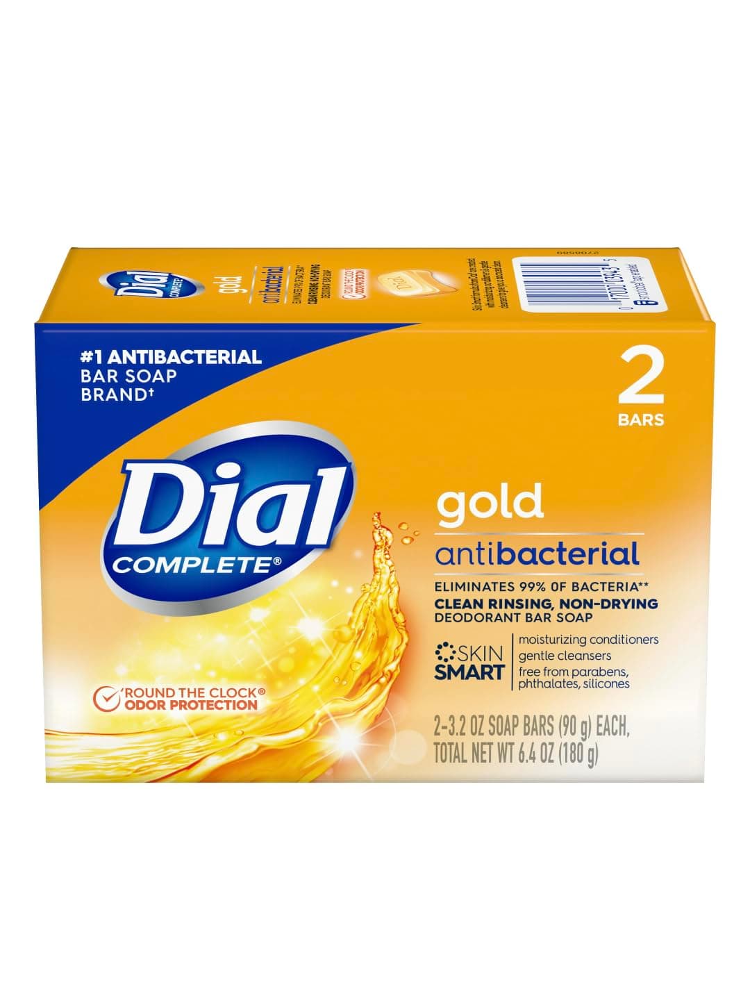 Dial Gold Antibacterial Deodorant Soap, 2 Pack, Total Net Wt 6.4 oz