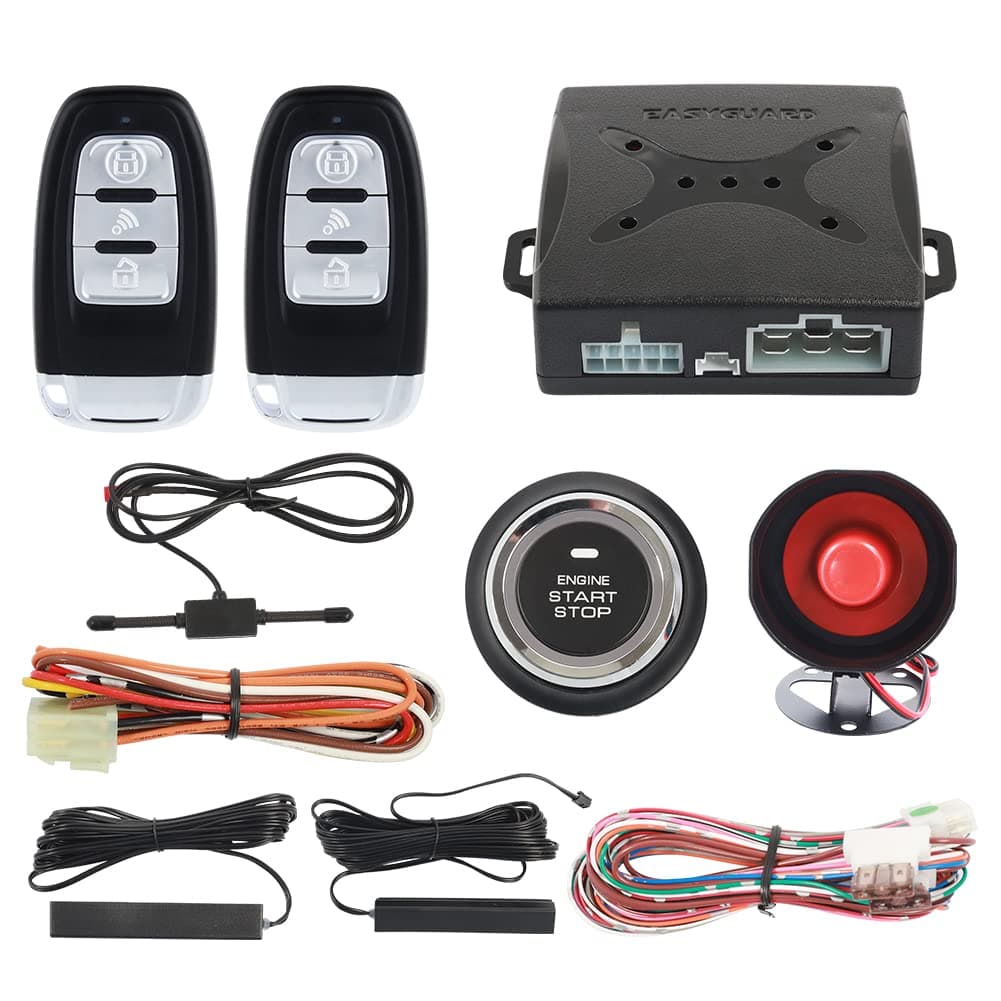 - EC003 Smart Key PKE Passive Keyless Entry Car Alarm System Push Start Button Remote Engine Start Remote Trunk Release DC12V