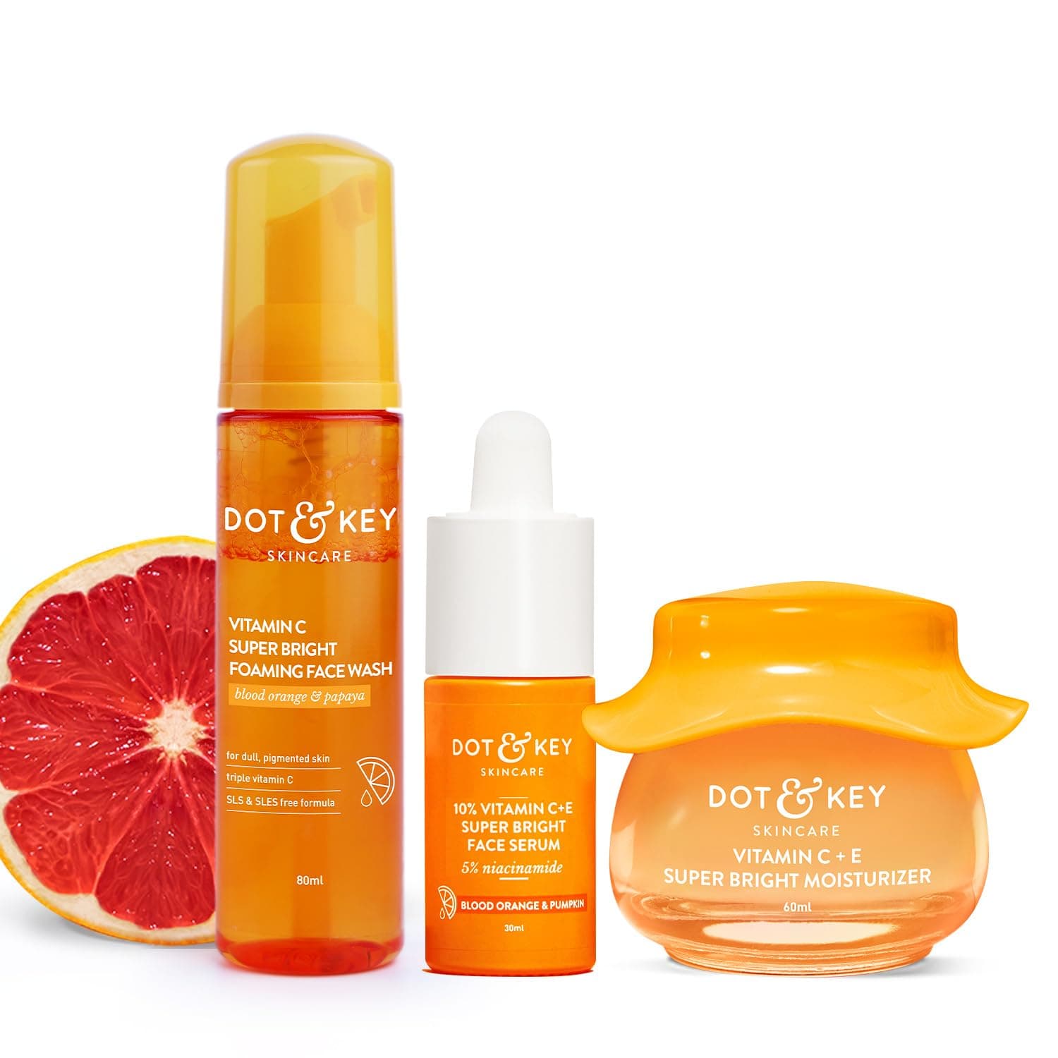 Vitamin C + E Skin Care Combo | Facewash 80ml, Serum 30ml, Moisturizer 60ml