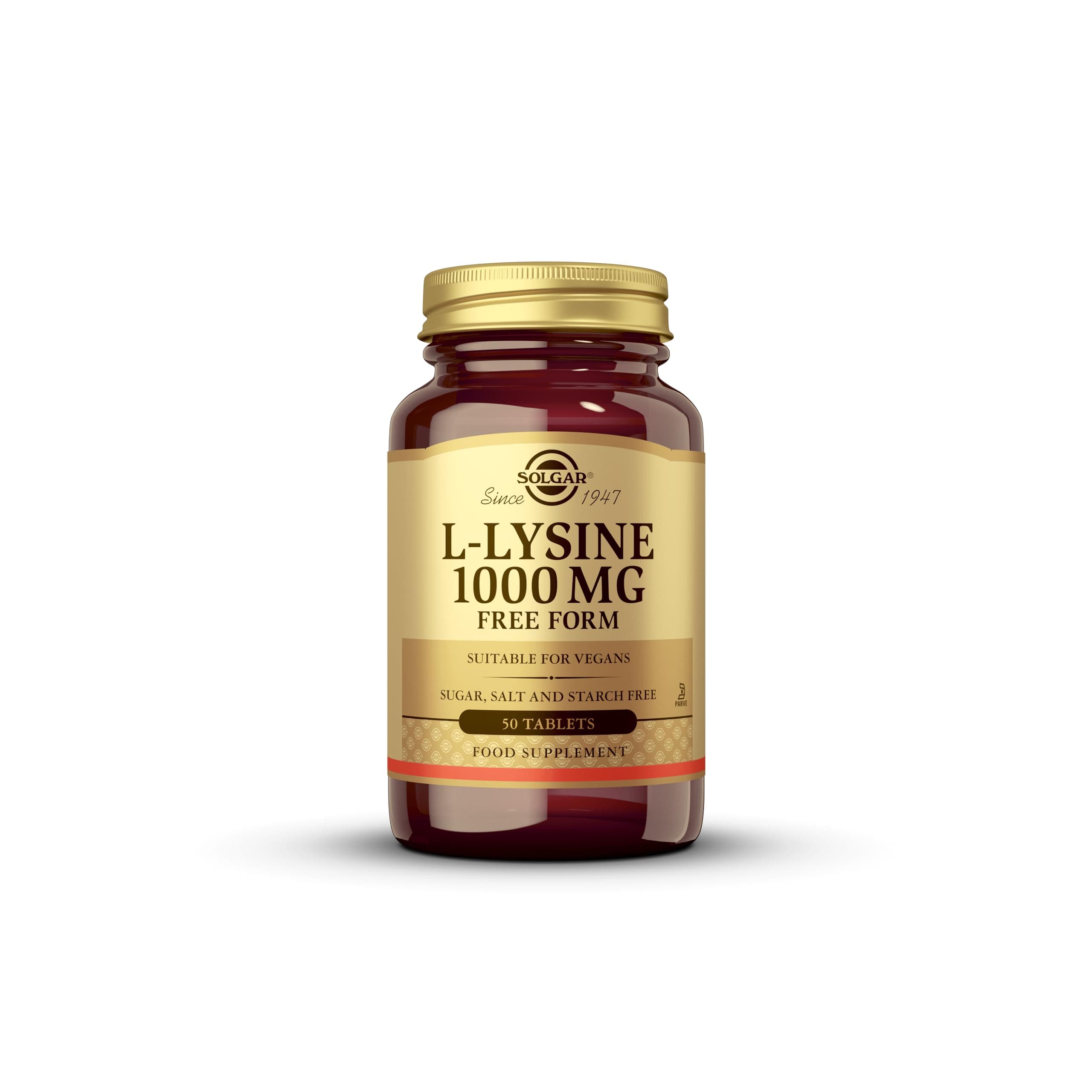L-Lysine 1000 mg Tablets - Pack of 50 - Support for an Active Lifestyle - Vegan and Gluten Free