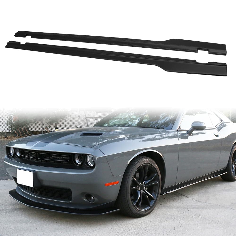 Side Skirts, Compatible with 2015-2023 Dodge Challenger SXT, PP Unpainted Black SXT Style Rocker Panel Side Splitter Bottom Line