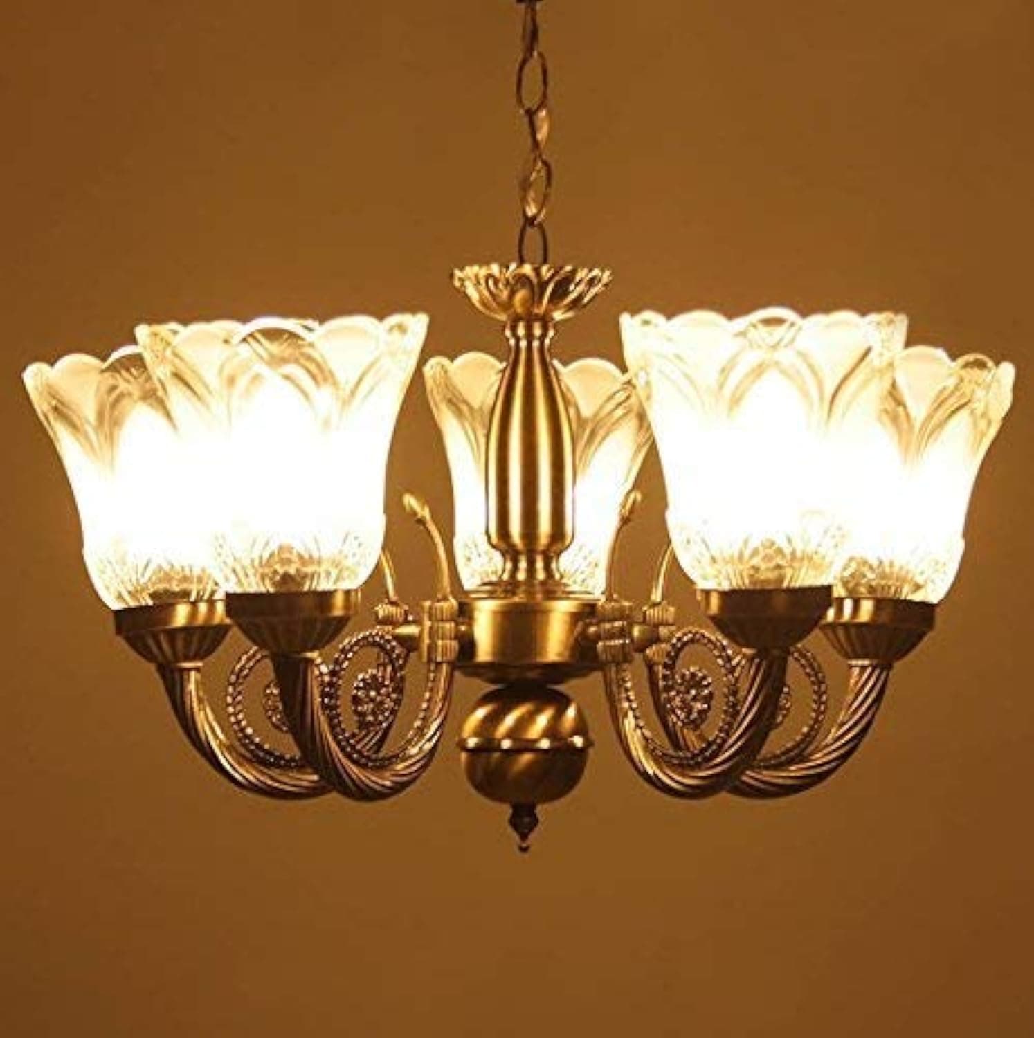 Prop It Up Round Electric 5 Light uplight/Downlight Pendant Chandelier, Antique Golden