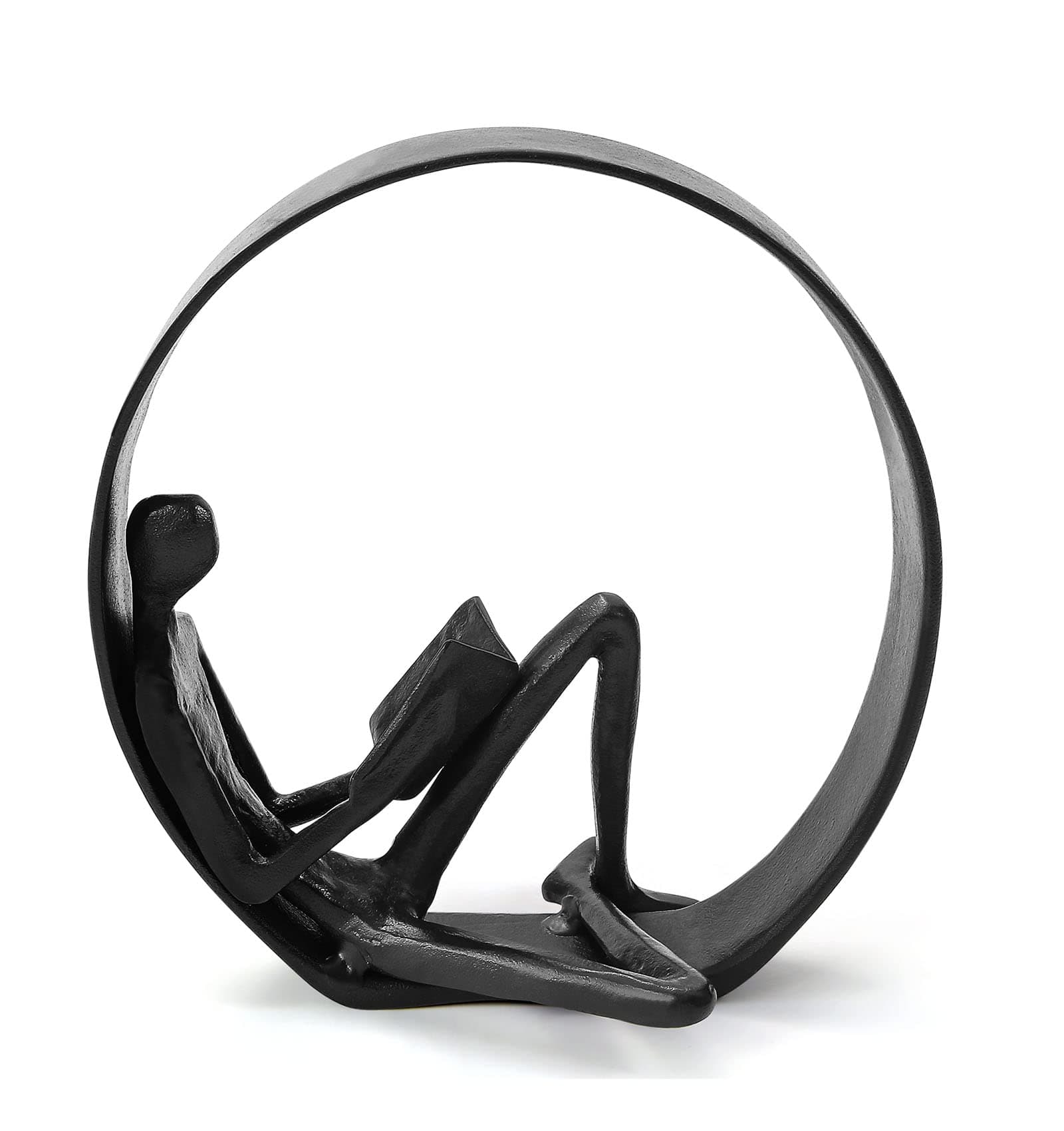 Reading Figurines and Statues - Bookshelf Decorations Objects，Metal Reader Cast Iron Sculpture，Book Lovers Gifts， Modern Art Shelf Décor， Reading Accessories for Book Lovers