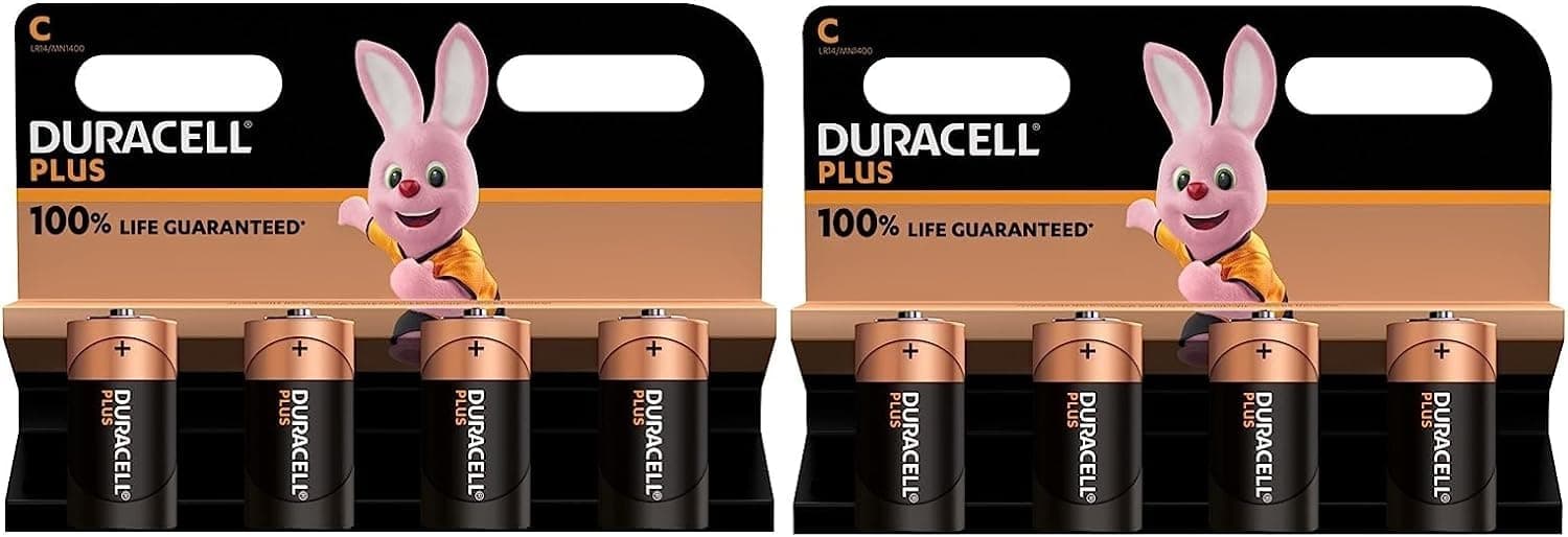 Duracell MN1400 Plus Power Alkaline C Size Batteries (Pack of 8)