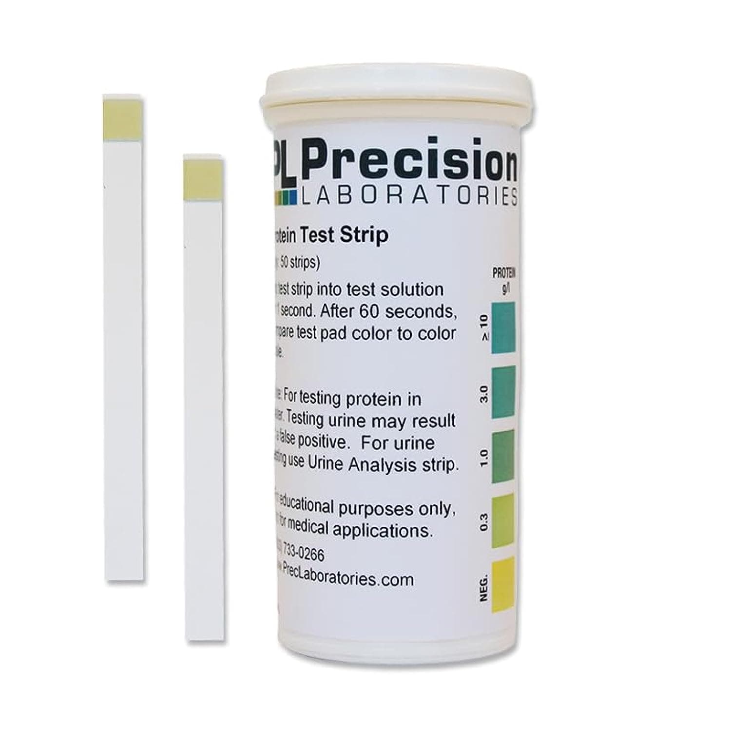 Precision Protein Test Strip, 0.3 to 10 Plus g/L, 50 Strips/Pack