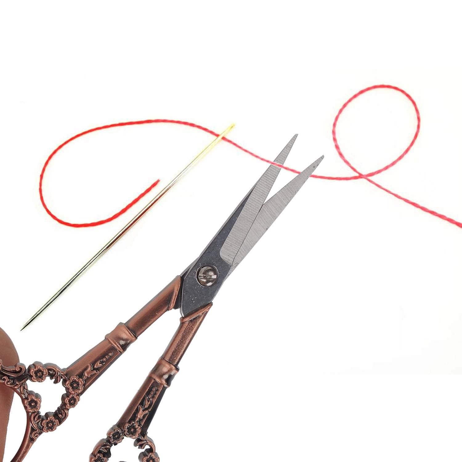 BIHRTC Small Scissors Embroidery Scissors for Dressmaker Needlework Crewel Sewing Crafting Fabric Shaping Art Work DIY Everyday Use Sharp Scissor Great Gift Pack of 12pcs Safe Protective Caps Copper