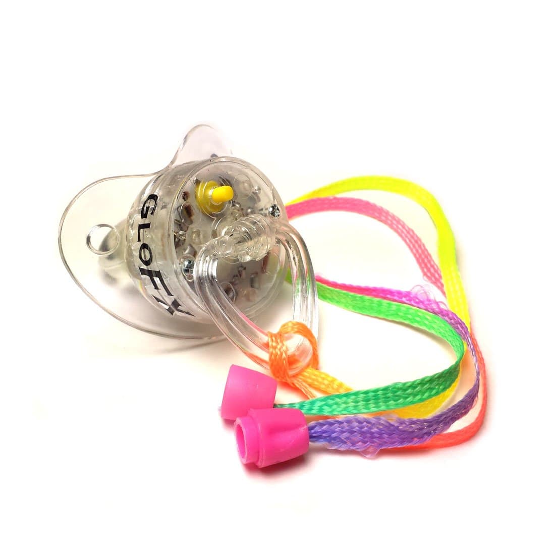 GloFX LED Rave Pacifier Light Up Binkie with Super Bright RGB LEDs, Soft Mouthpiece, Glowing Party Necklace Toy for EDM, Raves, Festivals & Concerts (1 Pack)