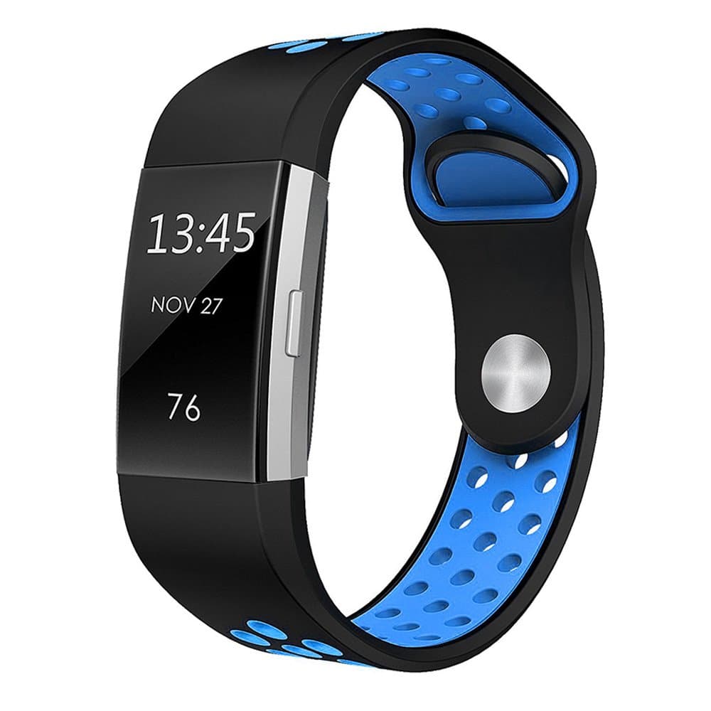 For Fitbit Charge 2 Bands,Stylish Adjustable Replacement Silicone Sport Wristband Strap For Fitbit Charge 2 HR Smartwatch Fitness Wristband Women Men Large Small Medium Available (Small, Blue)