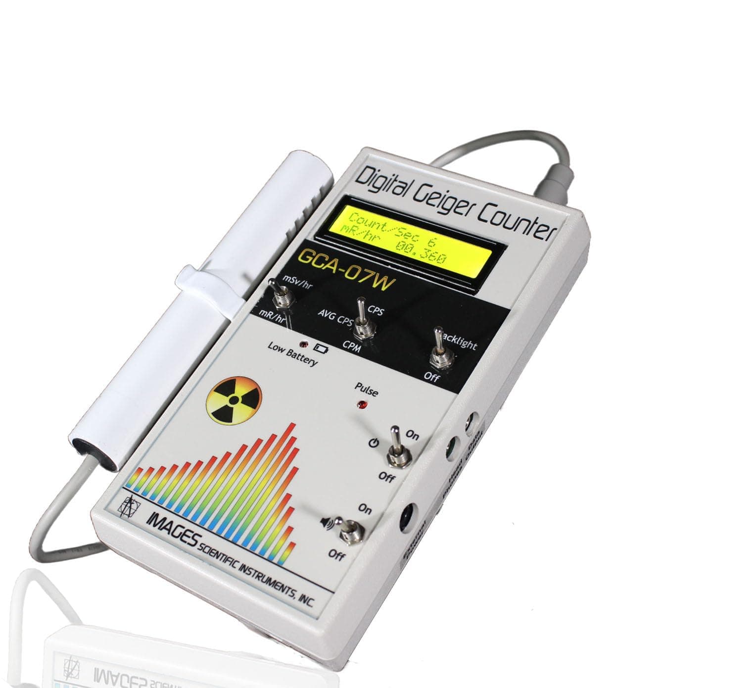Geiger Counter - Digital - Professional - Model # GCA-07W External Wand Probe - ANSI N323A Certification Ready- 0.001 mR/hr Resolution - 1000 mR/hr Range