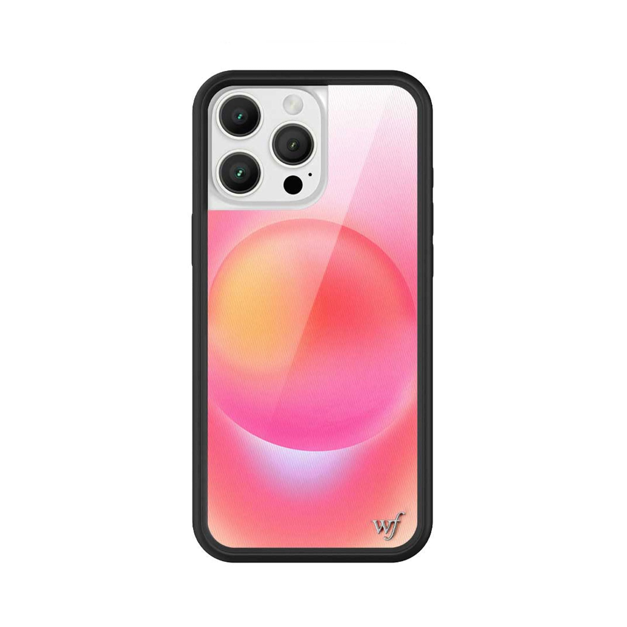 Wildflower Cases - Compatible with iPhone 16 Pro Max | Protective Black Bumper, 6.5ft Drop Test Certified, Women Owned Small Business | Orange Sunset Pink Sky Aesthetic Cute Trendy |Hot Pink Aura