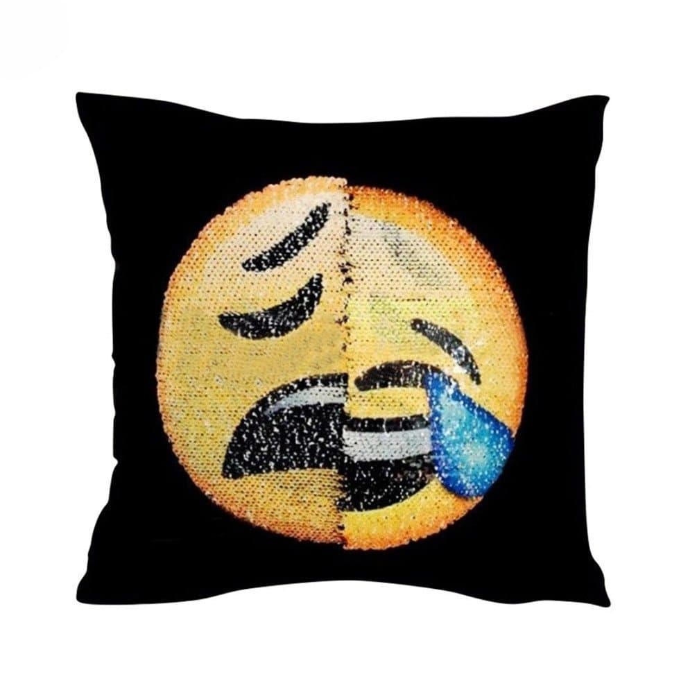 Fleetwood Storms, Emoji Pillowcase Magic Changeable Face Colour Reversible Sequin Cushion Cover (Helpless and crying)