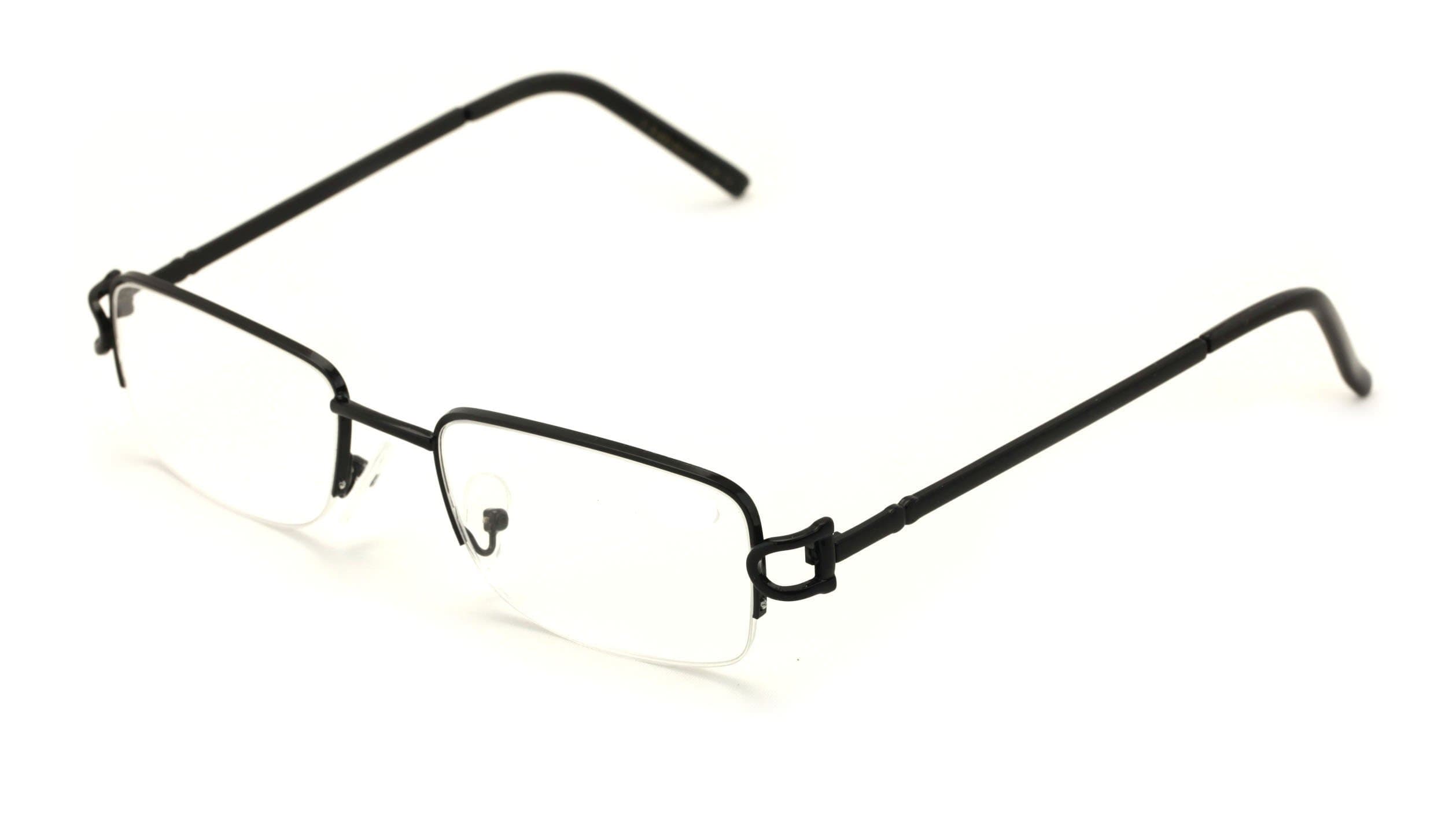 Rectangular Frame Clear Lens Designer Half Rim Eyeglasses Metal Glasses