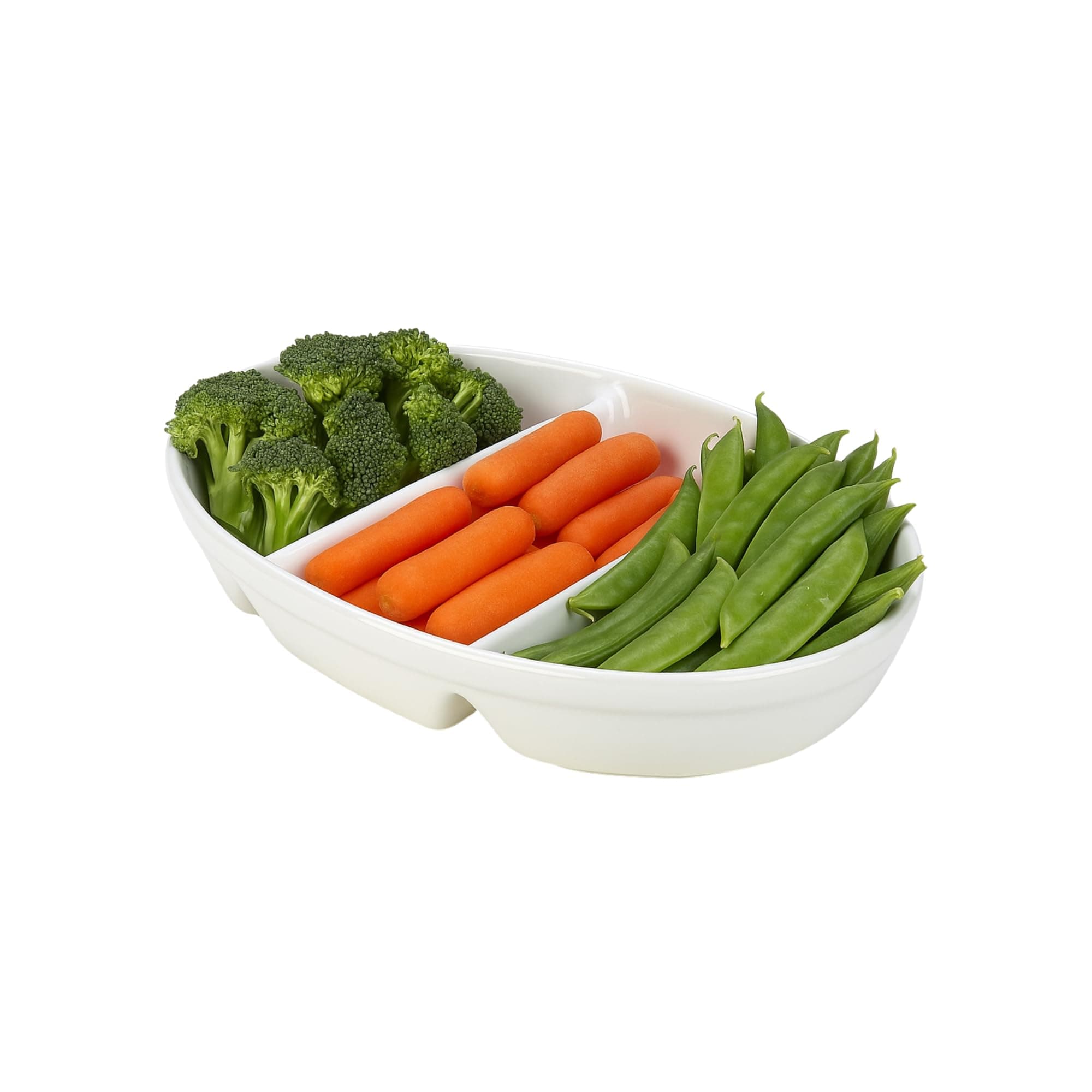 GenWare 3-Divided Vegetable Dish – 28cm Porcelain Serving Dish for Catering & Home Use, Single