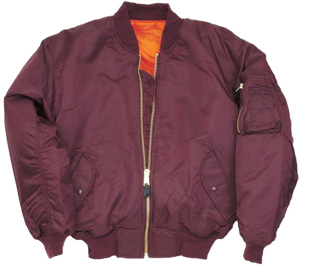 MA1 BOMBER JACKET WITH HEAVY BRASS ZIP (3XL, MAROON)