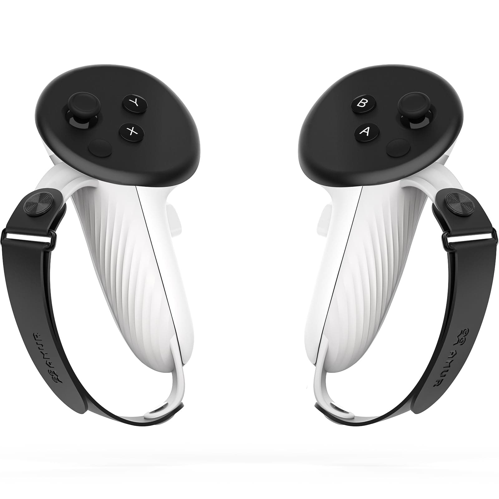 AMVR Controller Grips Compatible with Meta/Oculus Quest 3/Quest 3S, Silicone Accessories Non-Slip Handle Cover, Adjustable Soft Hand Strap Fits Small and Medium Hands (Not Fit Official Charging Dock Battery)