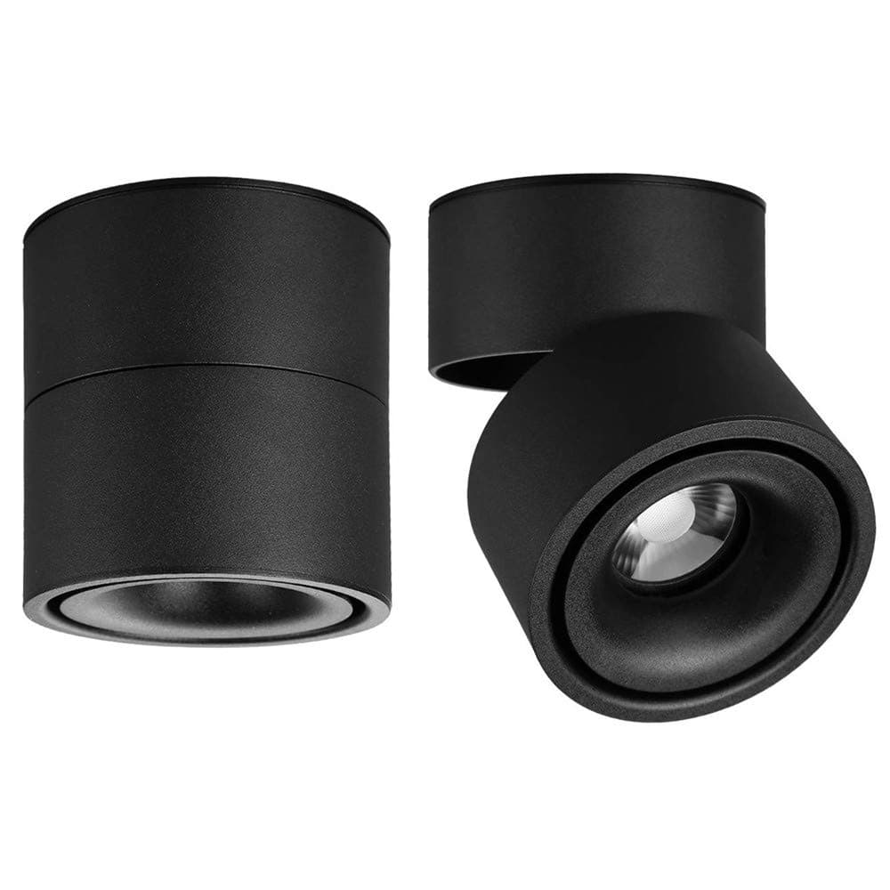 LED Ceiling Spotlight-Indoor 360°Adjustable Surface Mounted 10W COB Ceiling Downlight-Wall Lamp for Picture Background Wall Display Lighting(Black,3000K Warm Light)