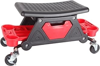 KATSU Workshop Stool 300lbs Capacity Garage Stool with Wheels, Heavy Duty Mobile Rolling Mechanics Creeper Seat with Tool Storage Trays for Automotive Auto Repair 449305