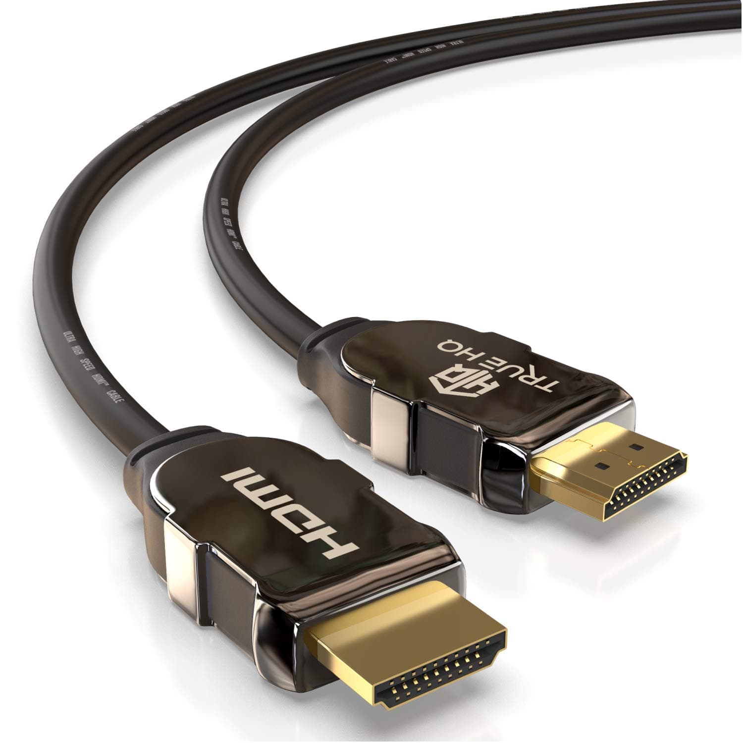 True HQ 2M HDMI 2.1 Cable 48Gbps 8K Ultra High Speed PREMIUM Lead with Ethernet | 8K 60Hz 4K 120Hz UHD HDCP 2.2 eARC | Dolby Vision Dynamic HDR PS5 Xbox Series X | Zinc Alloy & Gold