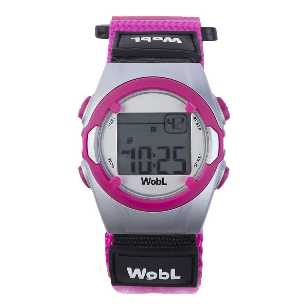 WobL Vibrating 8-Alarm & Repeating Countdown Timer Watch, Medication/Sports/Meetings/Potty Reminders, Pink