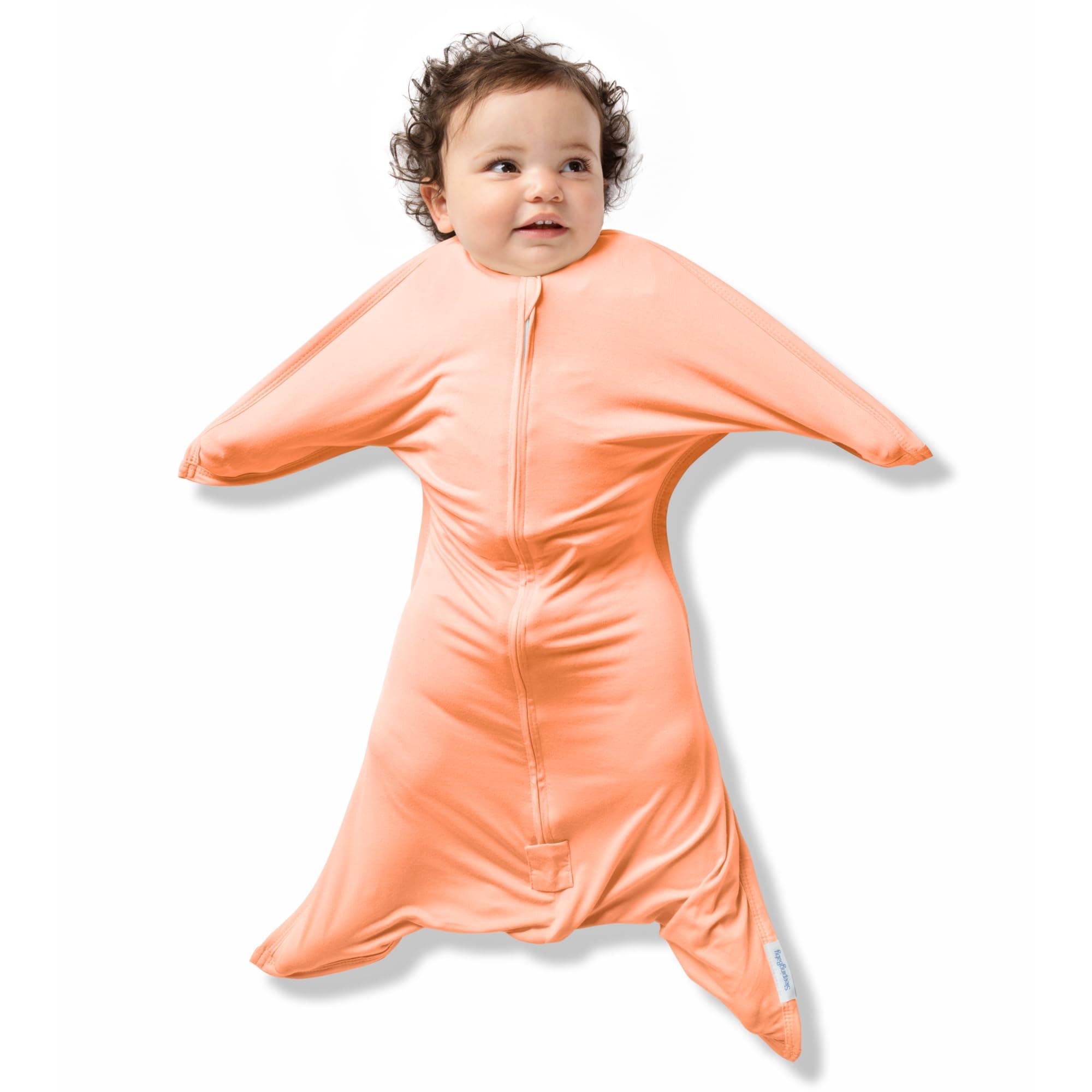 SleepingBaby Bamboo Zipadee-Zip Transition Swaddle – EverSoft Wearable Blanket with Two-Way Zipper for Easy Diaper Changes, Large 12-24 months, Peach Fuzz