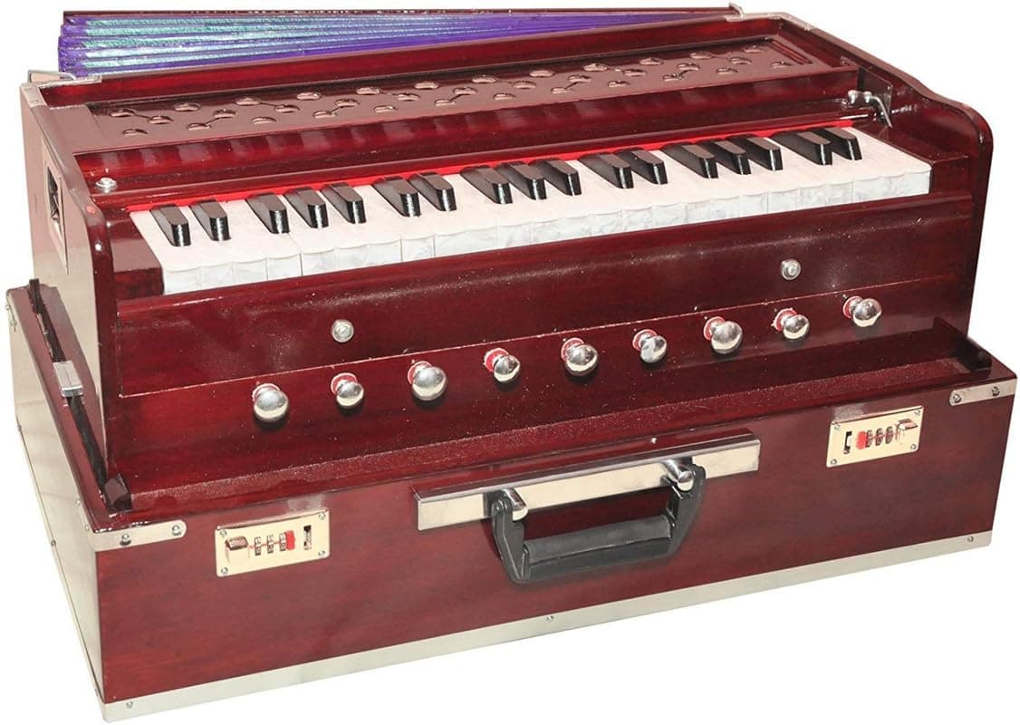 Best Harmonium 9 Stopper, Chudidaar Bellow, 42 Key, Two Reed(Bass-male),3 3/2 Octave,Couple, (Folding) Mahagony 02