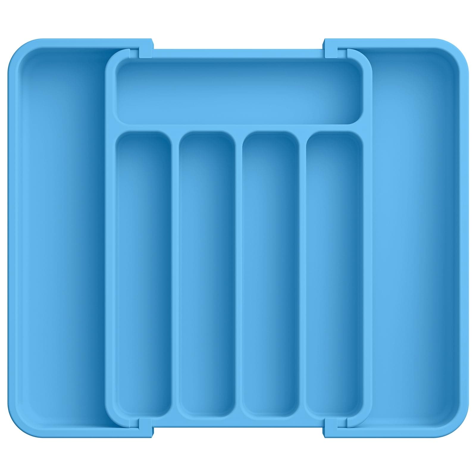 Aujen Silverware Organizer - Expandable Kitchen Drawer Organizer, Adjustable Utensil Organizer, Cutlery Tray for Forks, Knives, Multipurpose Kitchen Organizers and Storage Solution, Dark Blue, Medium