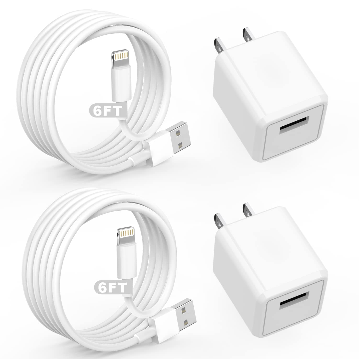 iPhone Charger,Cube iPhone Charger Travel 2Pack 6FT Lightning Cable Cord Quick Fast Charging Cord USB Wall Chargers Travel Plug Adapter for iPhone14/13/12/11/10/X/8 Plus/XR/XS Max/7/SE/iPad,Airpods