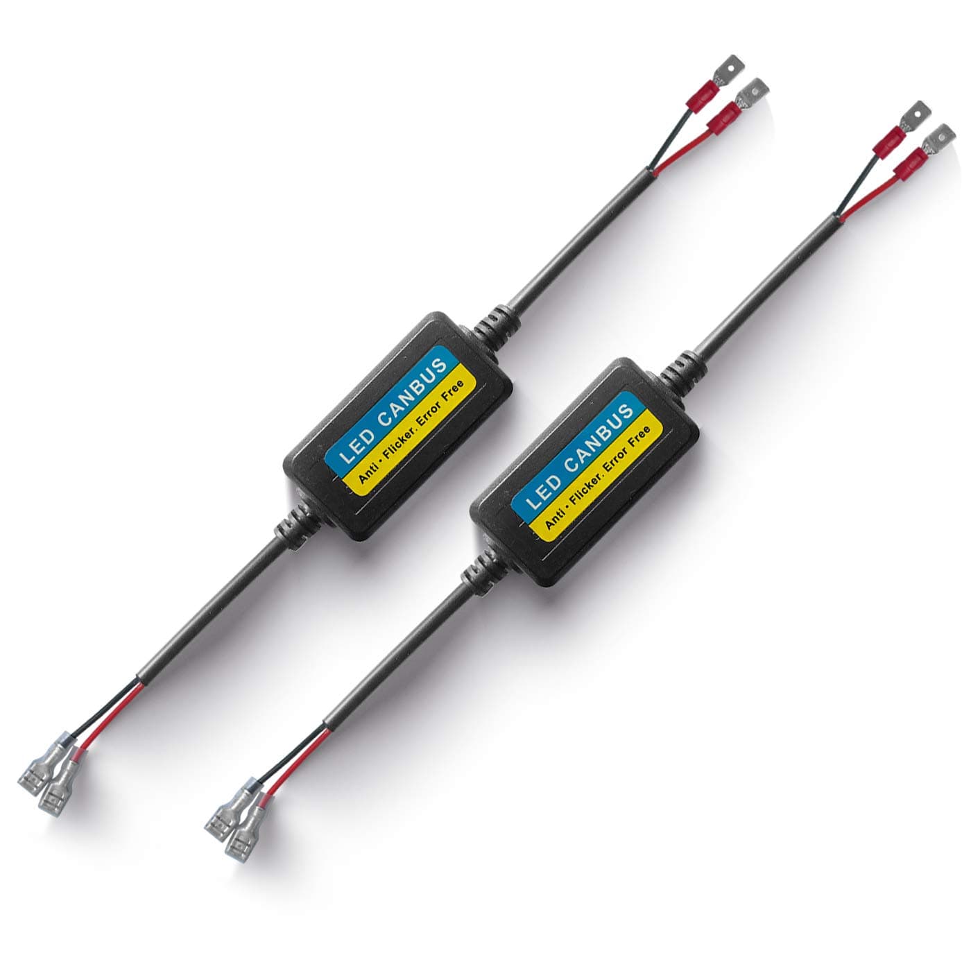 H1 H3 H7 LED Anti Flicker Headlight Canbus Error Free Computer Warning Canceller Resistor Decoders Capacitor Wiring Harness (Pack of 2）