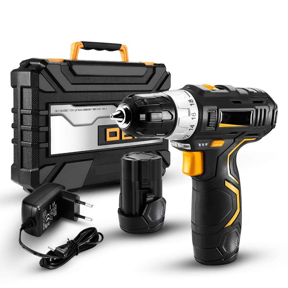 12V Max Electric Screwdriver Cordless Drill Mini Wireless Power Driver DC Lithium-Ion Battery 3/8-Inch 2-Speed