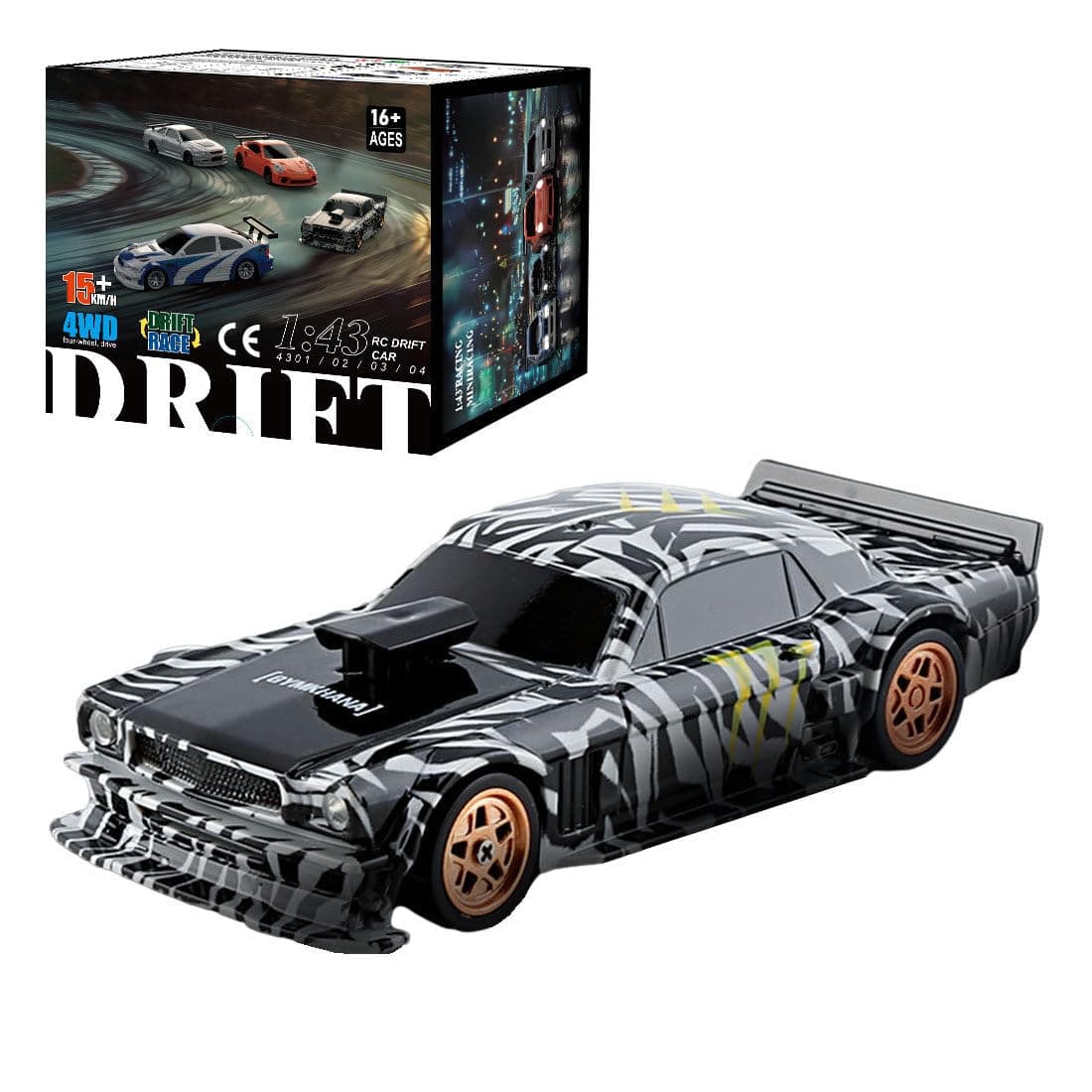 Aetheria Remote Control Drift Car for Adults 1:43 RC Electric Racing Car with Lights 4WD Racing Hobby Vehicle for Adults - RTR Version