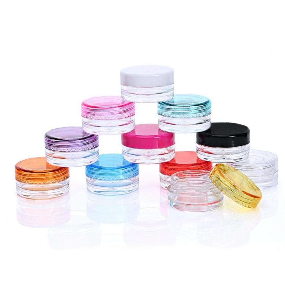 Aisoway Cosmetic Jar Clear Empty Sample Bottle with Lids Eyeshadow Makeup Cream Lip Balm Container 10pcs/Set (Random Color)