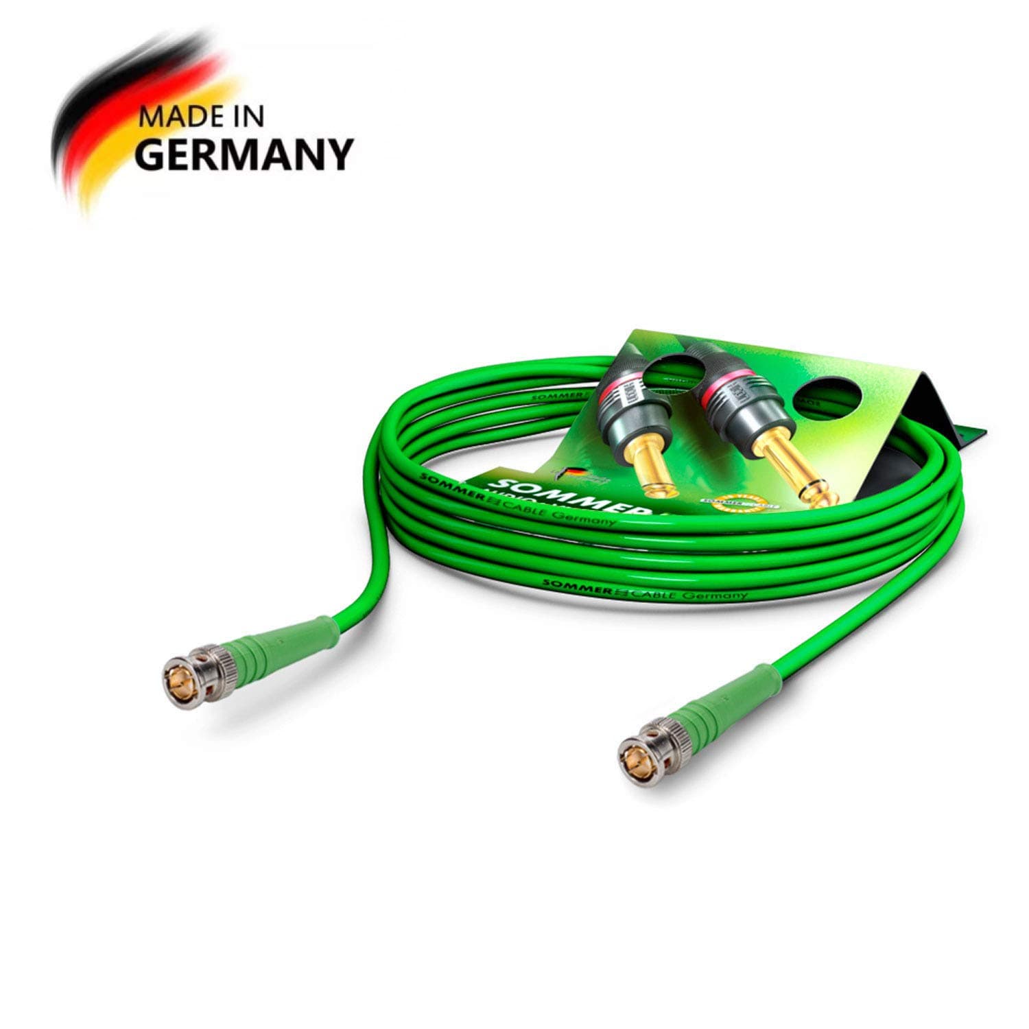 Sommer CableBNC Video Cable 6G-SDI / 4K SC-Vector 0.8/3.7 - BNC 6G Hicon - Green - 32ft (10m)