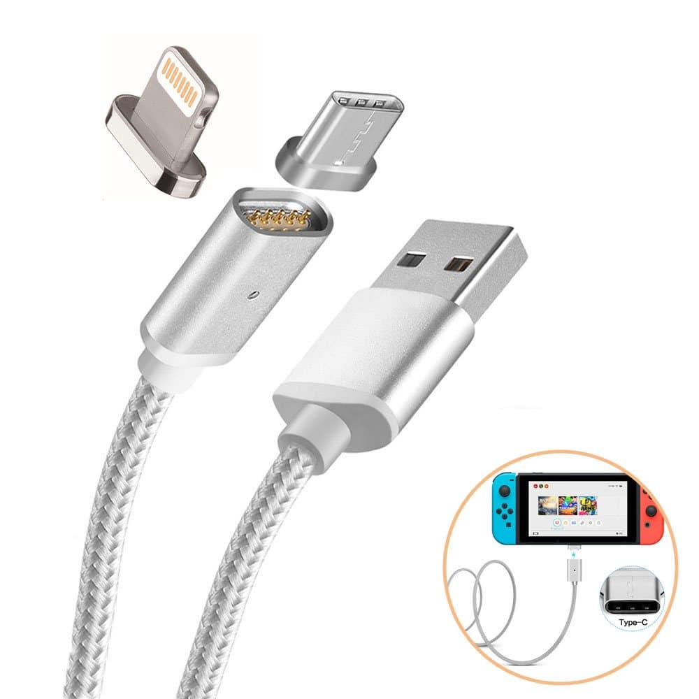 Magnetic USB Charging Cable for Nintendo Switch, 2 in 1 USB Type-C and Mini 8 Pin, #22 Charge Cable to Suit iPhone/iPad and Nintendo Switch