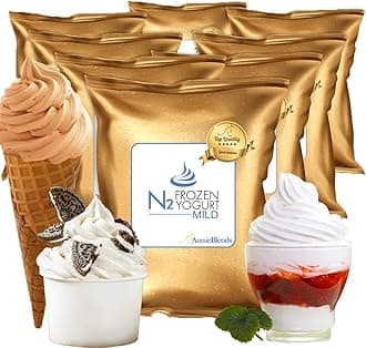 AussieBlends All Natural Acidity-Free Frozen Yogurt Mix For Froyo | Acidity-Free Mild Flavor, Very Mild Yogurt Taste, with prebiotics and probiotics, ideal for adding sweet flavors without acidity taste, like chocolate, peanut, or hazelnut, 8-Pack, Imported
