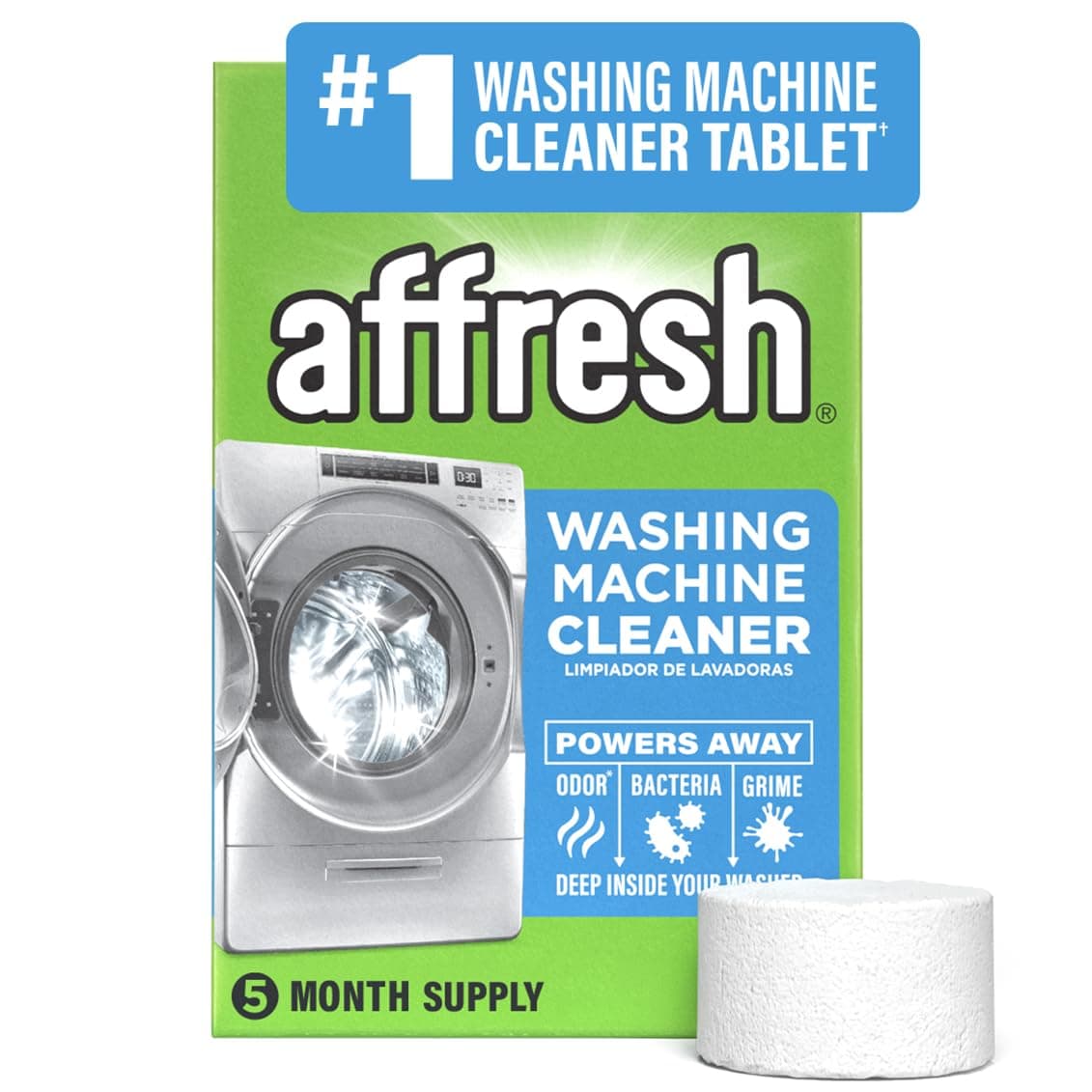 Washing Machine Cleaner, Cleans Front Load and Top Load Washers, Including HE, 5 Month Supply