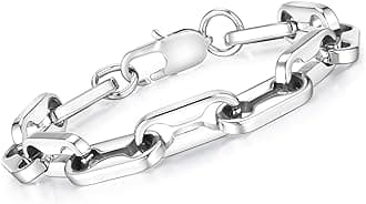 VNOX Link Chain Bracelets for Men - Cool Mens Bracelets Diamond-Cut Paperclip Solid Chain Bracelet Chunky Stainless Steel Jewelry Trendy Gifts