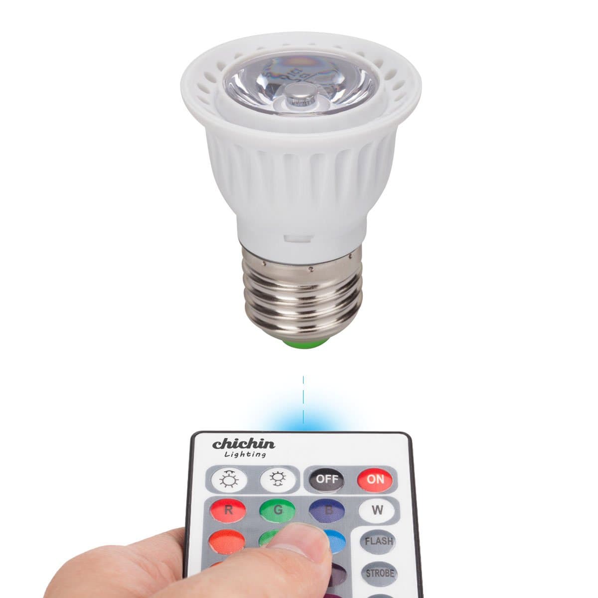 ChiChinLighting RGB E26 Spotlight with Remote Control Dimmable E26/E27 LED Bulbs,3W RGB Color Changing Spotlight with IR Remote Control Mood Ambiance Lighting for Home Decoration, Bar, Party