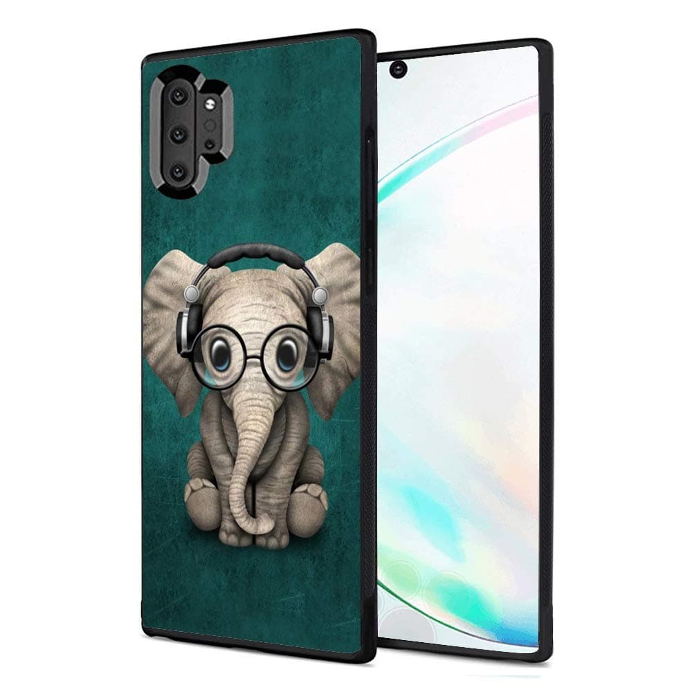 Case for Samsung Galaxy Note 10 Plus DJ Baby Elephant Case Hard PC Black Cover Case Waterproof Shockproof Durable Protective Case